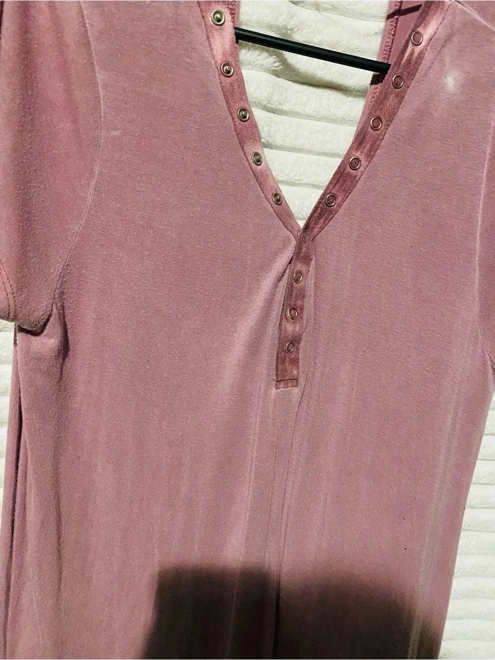 Cloud Chaser Short-Sleeve Henley Tunic in Dusty Rose